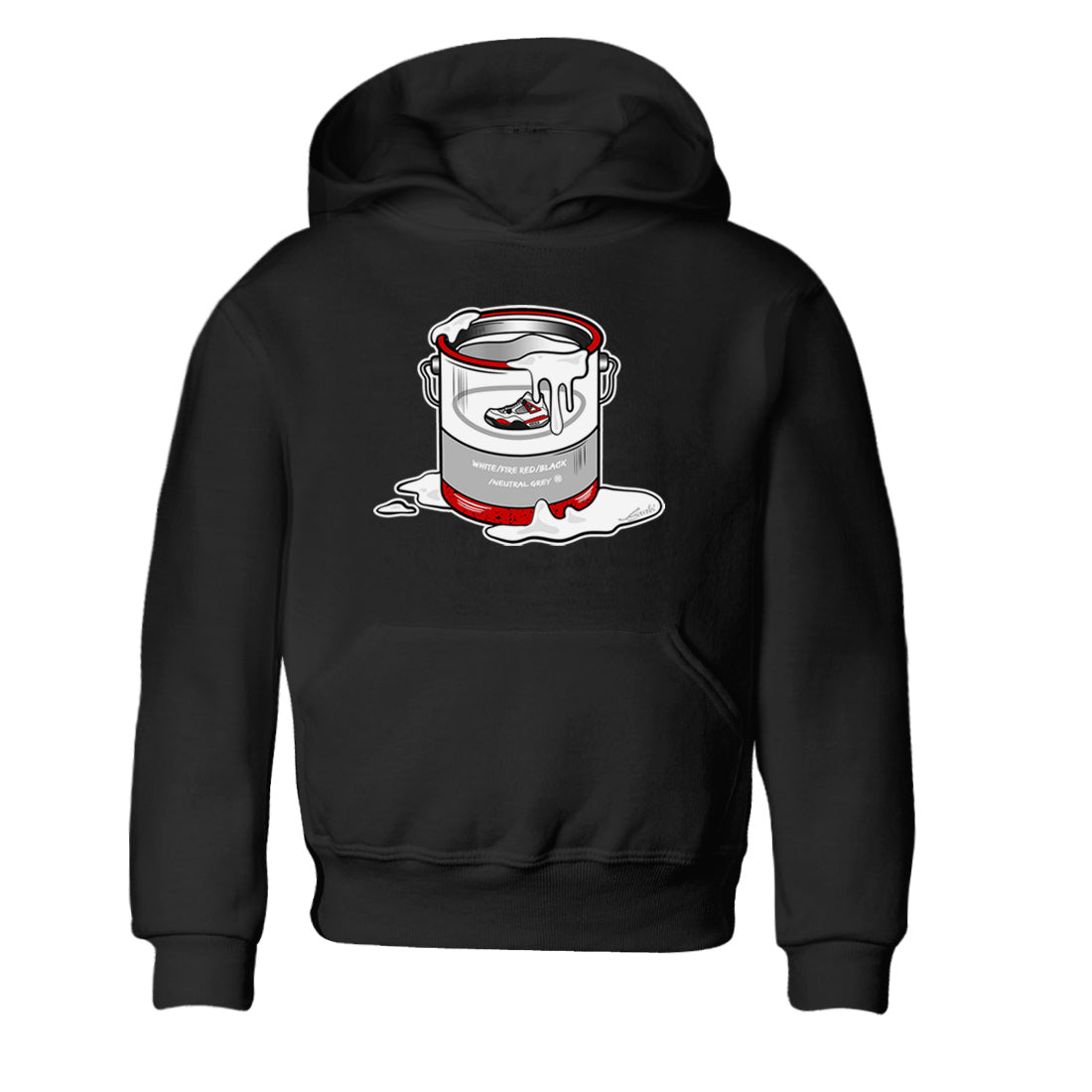 Air Jordan 4 Red Cement Sneaker Match Tees Bucket Streetwear Sneaker Shirt Air Jordan 4 Retro Red Cement Drip Gear Zone Sneaker Matching Clothing Kids Shirts Black 2