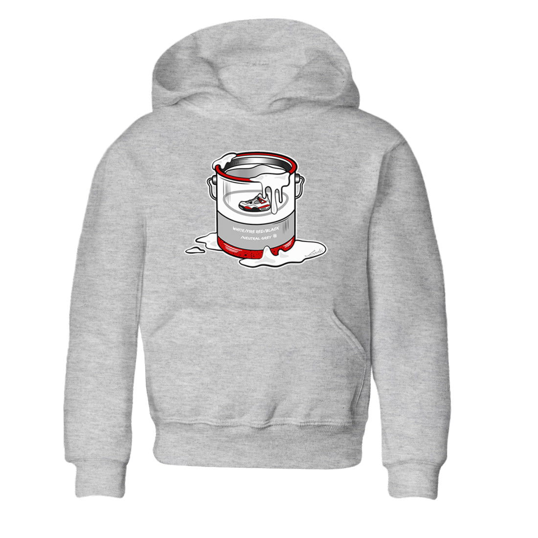 Air Jordan 4 Red Cement Sneaker Match Tees Bucket Streetwear Sneaker Shirt Air Jordan 4 Retro Red Cement Drip Gear Zone Sneaker Matching Clothing Kids Shirts Heather Grey 2