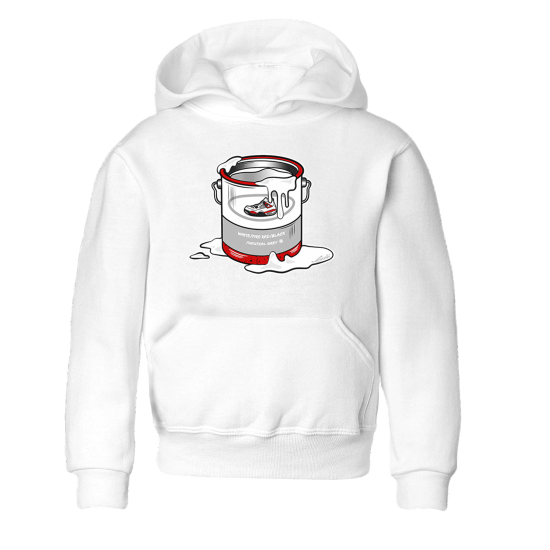 Air Jordan 4 Red Cement Sneaker Match Tees Bucket Streetwear Sneaker Shirt Air Jordan 4 Retro Red Cement Drip Gear Zone Sneaker Matching Clothing Kids Shirts White 2