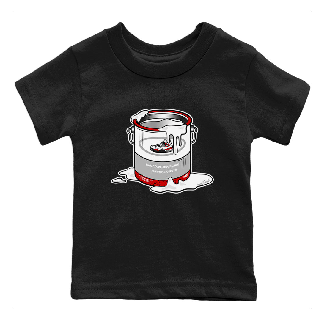 Air Jordan 4 Red Cement Sneaker Match Tees Bucket Streetwear Sneaker Shirt Air Jordan 4 Retro Red Cement Drip Gear Zone Sneaker Matching Clothing Kids Shirts Black 2