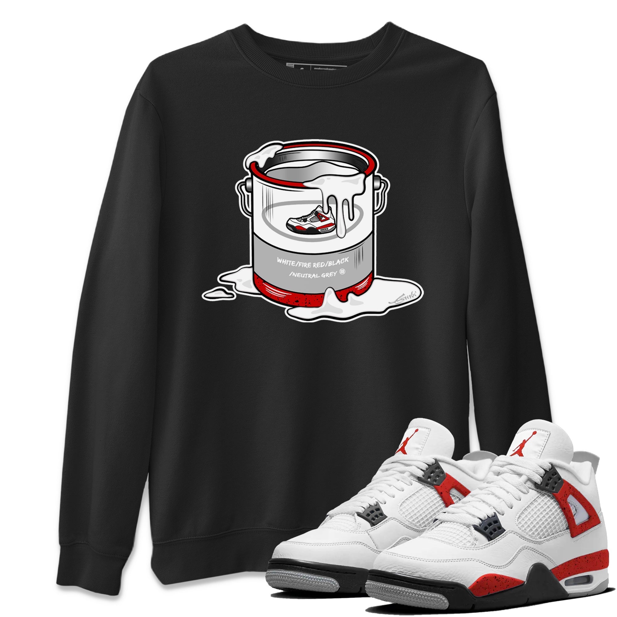 Air Jordan 4 Red Cement Sneaker Match Tees Bucket Streetwear Sneaker Shirt Air Jordan 4 Retro Red Cement Drip Gear Zone Sneaker Matching Clothing Unisex Shirts Black 1