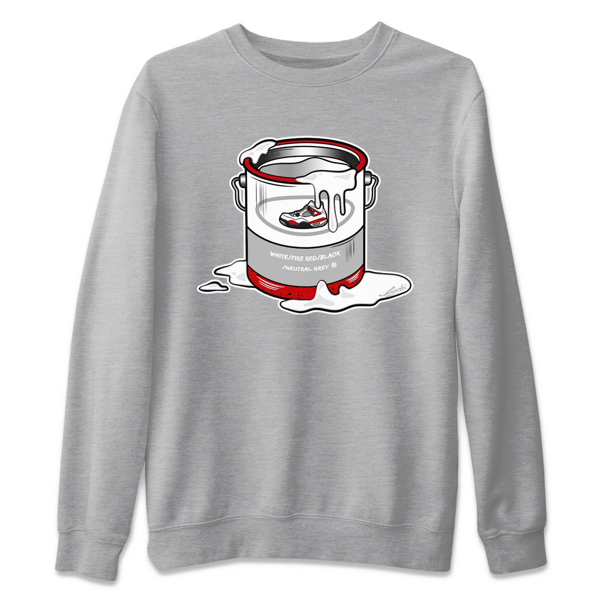 Air Jordan 4 Red Cement Sneaker Match Tees Bucket Streetwear Sneaker Shirt Air Jordan 4 Retro Red Cement Drip Gear Zone Sneaker Matching Clothing Unisex Shirts Heather Grey 2