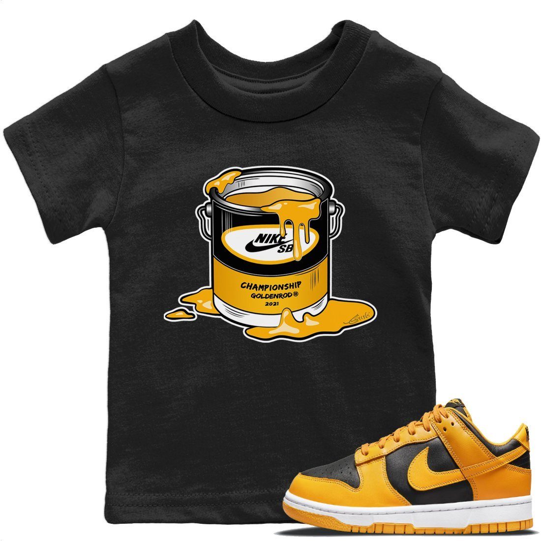 Dunk Championship Goldenrod Sneaker Match Tees Bucket Sneaker Tees Dunk Championship Goldenrod Jordan to match sneaker T-Shirt Kids Shirts