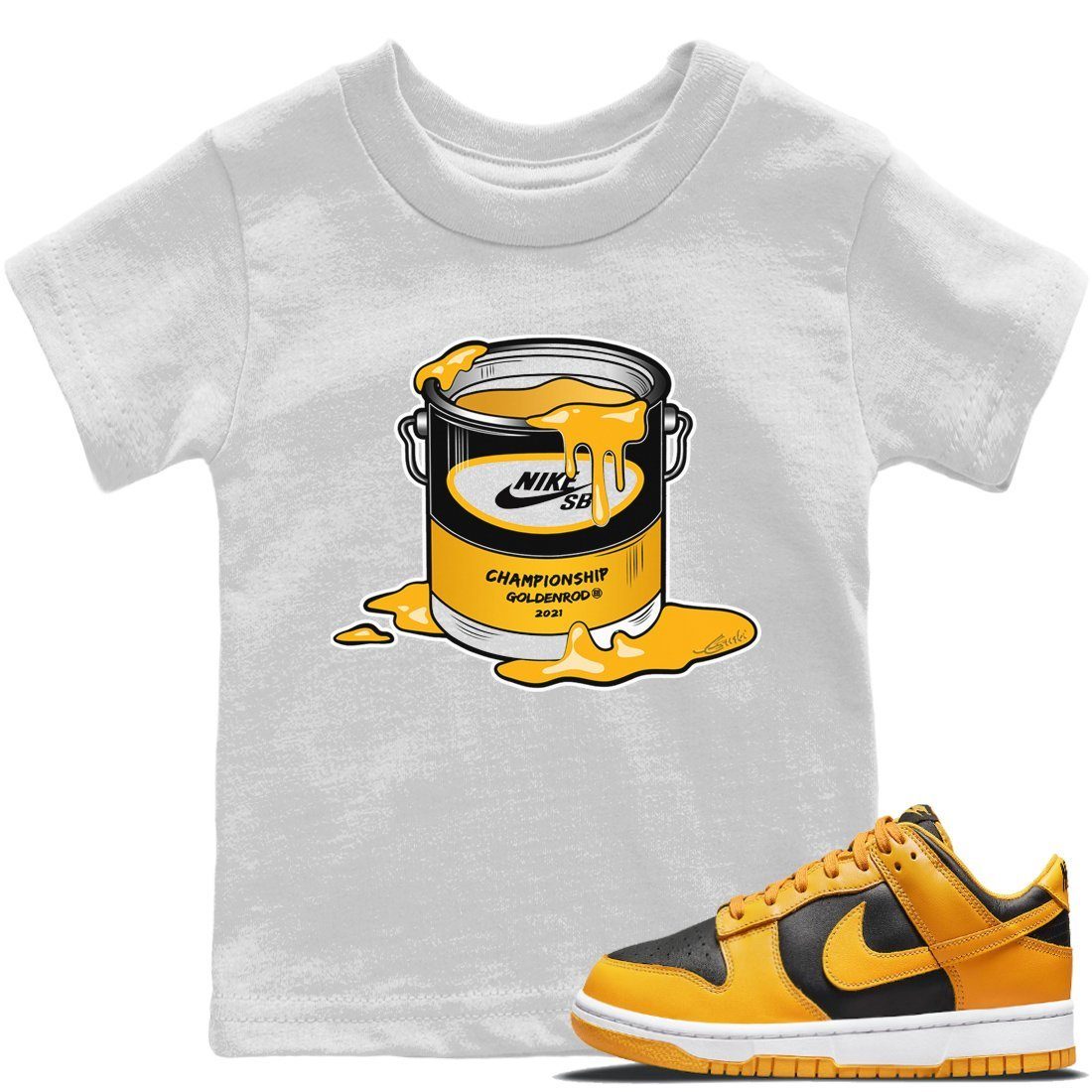 Dunk Championship Goldenrod Sneaker Match Tees Bucket Sneaker Tees Dunk Championship Goldenrod Jordan to match sneaker T-Shirt Kids Shirts