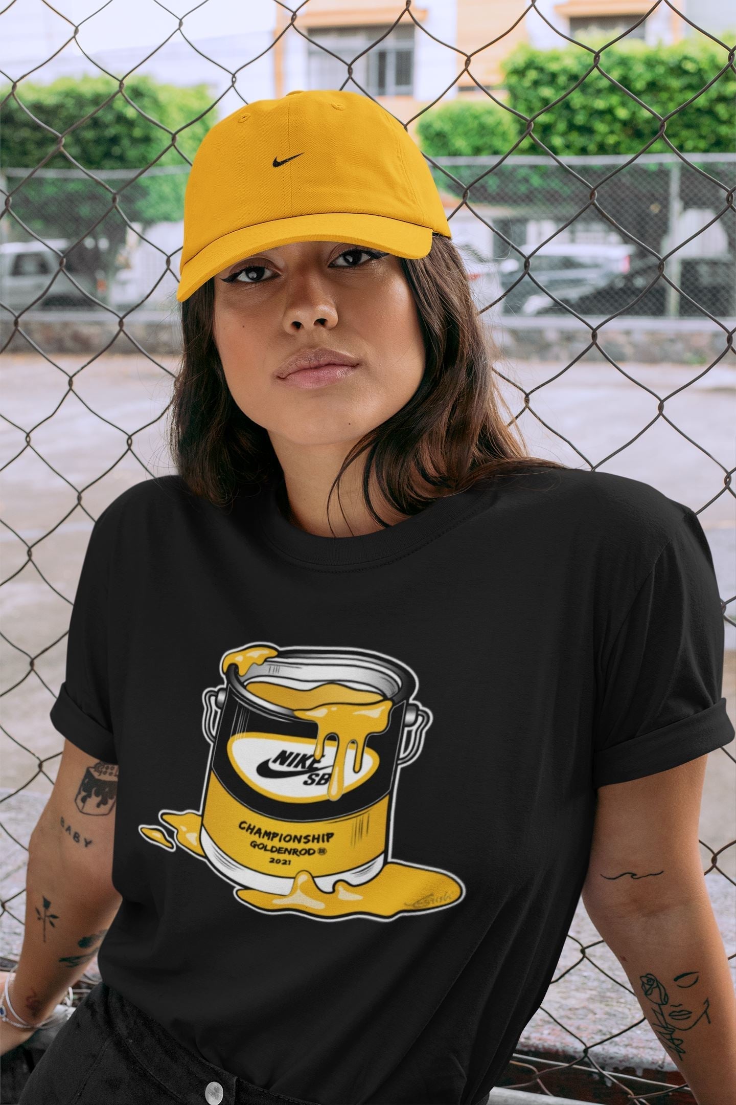 Dunk Championship Goldenrod Sneaker Match Tees Bucket Sneaker Tees Dunk Championship Goldenrod Jordan to match sneaker T-Shirt Crew Neck Shirts