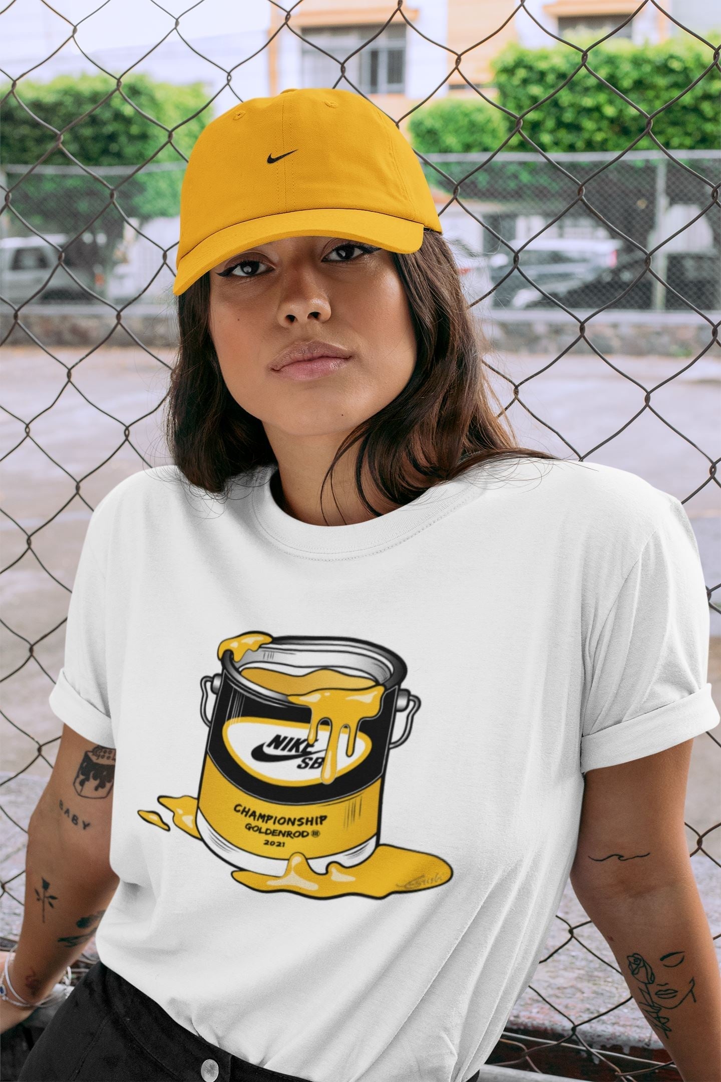 Dunk Championship Goldenrod Sneaker Match Tees Bucket Sneaker Tees Dunk Championship Goldenrod Jordan to match sneaker T-Shirt Crew Neck Shirts