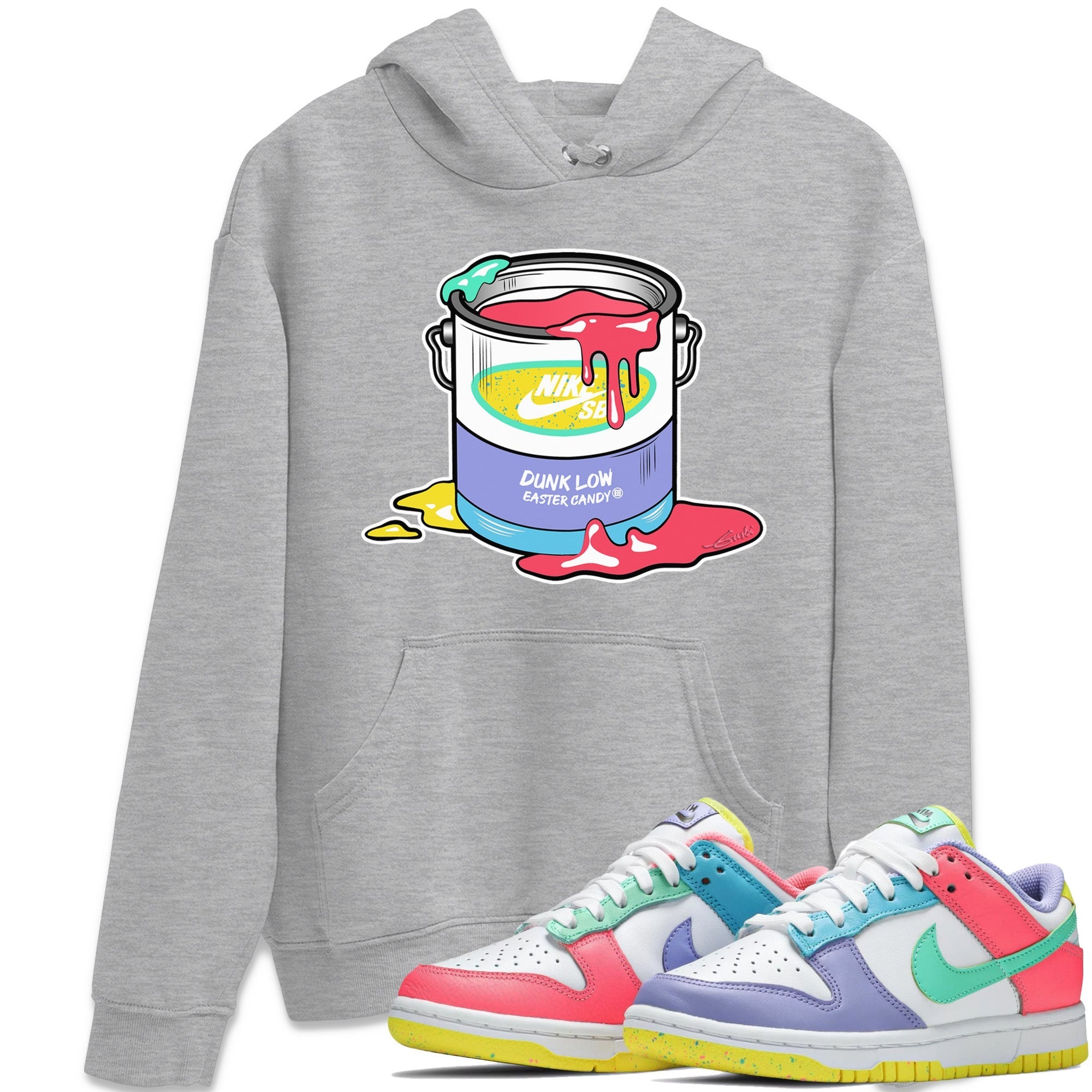 Dunk Easter Candy Sneaker Match Tees Bucket Streetwear Sneaker Shirt Holiday Easter T-Shirt Sneaker Release Tees Unisex Shirts Heather Grey 1