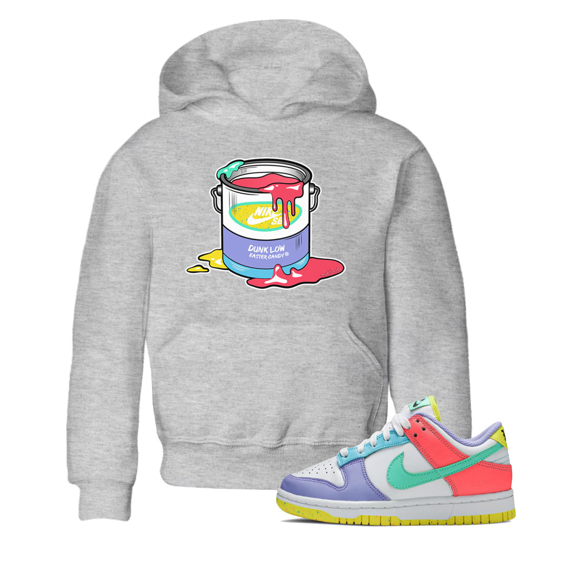 Dunk Easter Candy Sneaker Match Tees Bucket Streetwear Sneaker Shirt Holiday Easter T-Shirt Sneaker Release Tees Kids Shirts Heather Grey 1