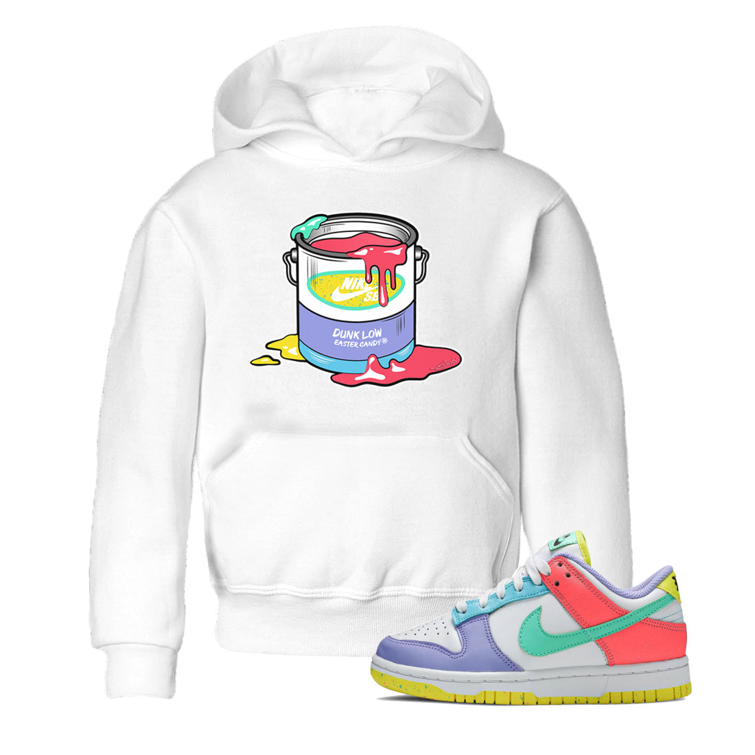 Dunk Easter Candy Sneaker Match Tees Bucket Streetwear Sneaker Shirt Holiday Easter T-Shirt Sneaker Release Tees Kids Shirts White 1