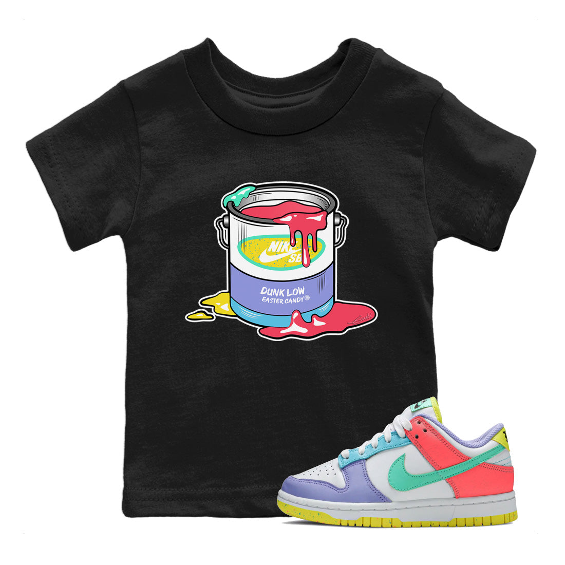 Dunk Easter Candy Sneaker Match Tees Bucket Streetwear Sneaker Shirt Holiday Easter T-Shirt Sneaker Release Tees Kids Shirts Black 1