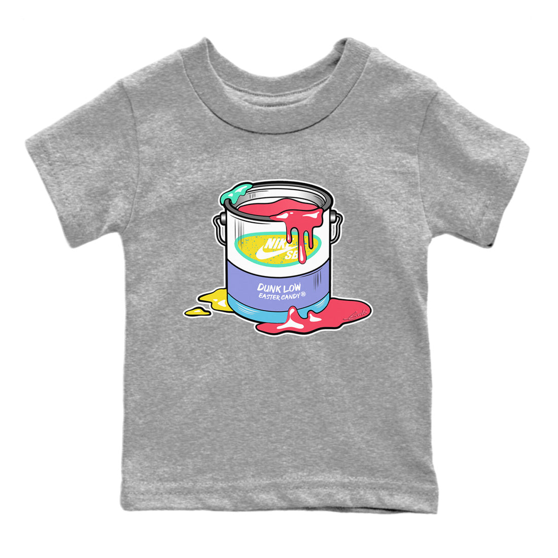 Dunk Easter Candy Sneaker Match Tees Bucket Streetwear Sneaker Shirt Holiday Easter T-Shirt Sneaker Release Tees Kids Shirts Heather Grey 2