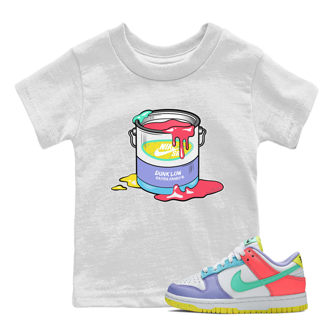 Dunk Easter Candy Sneaker Match Tees Bucket Streetwear Sneaker Shirt Holiday Easter T-Shirt Sneaker Release Tees Kids Shirts White 1