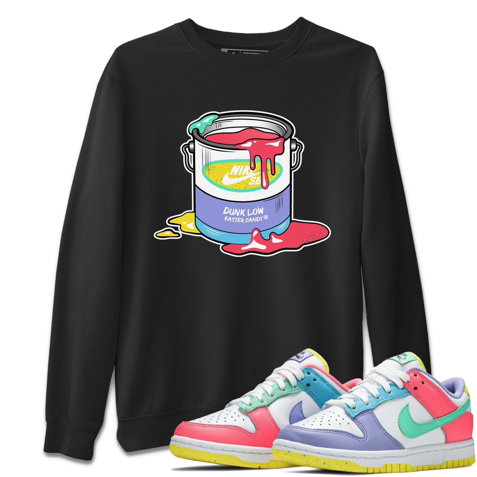 Dunk Easter Candy Bucket Crew Neck Streetwear Sneaker Shirt Holiday Easter T-Shirt Sneaker T-Shirts Size Chart