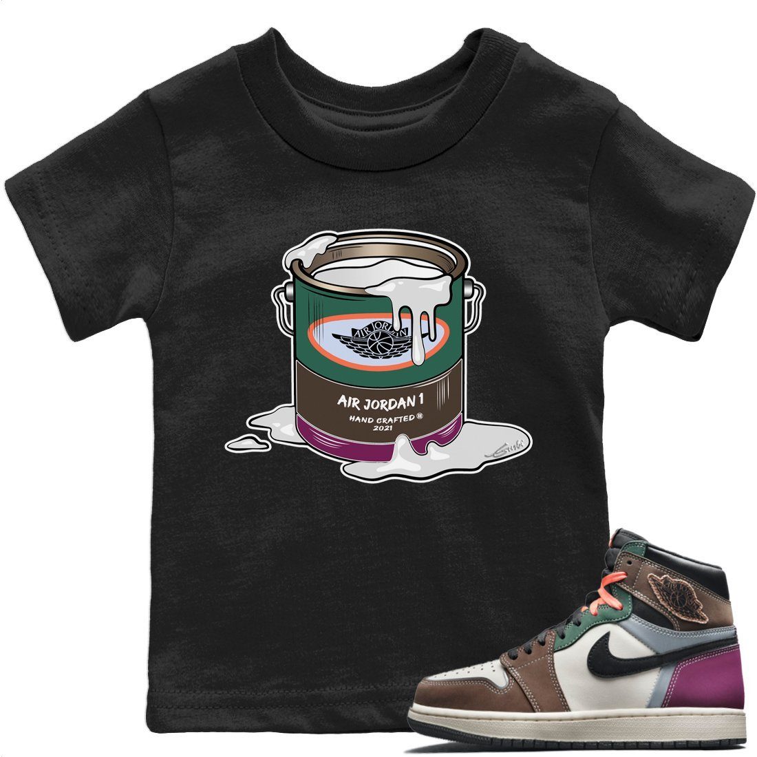 Jordan 1 Hand Crafted Sneaker Matching T-Shirt Bucket Sneaker Tees Jordan 1 Hand Crafted Sneaker Release Tees Kids Shirts