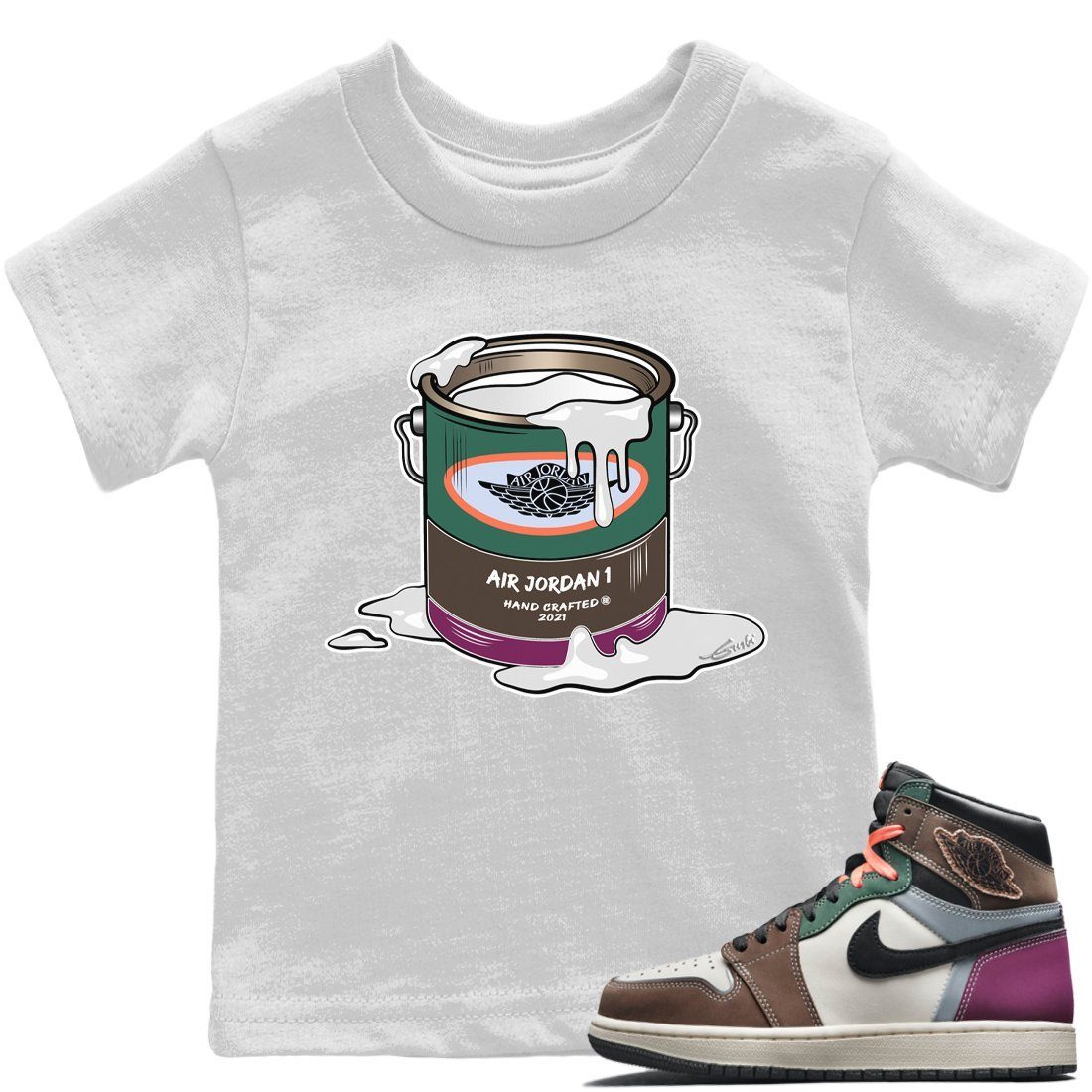 Jordan 1 Hand Crafted Sneaker Matching T-Shirt Bucket Sneaker Tees Jordan 1 Hand Crafted Sneaker Release Tees Kids Shirts