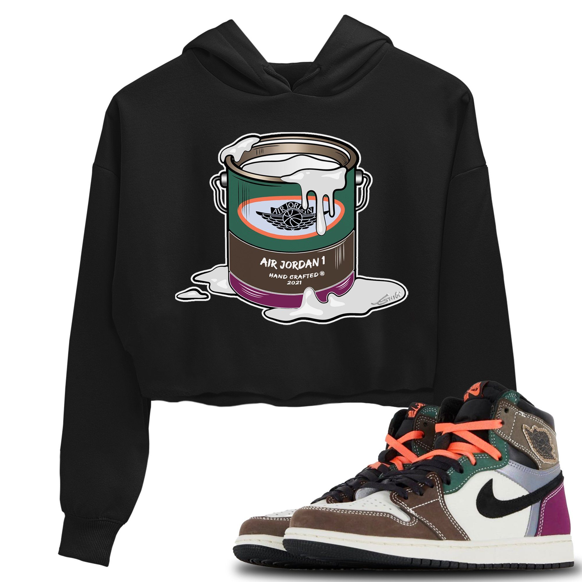 Jordan 1 Hand Crafted Sneaker Matching T-Shirt Bucket Sneaker Tees Jordan 1 Hand Crafted Sneaker Release Tees Women's Shirts