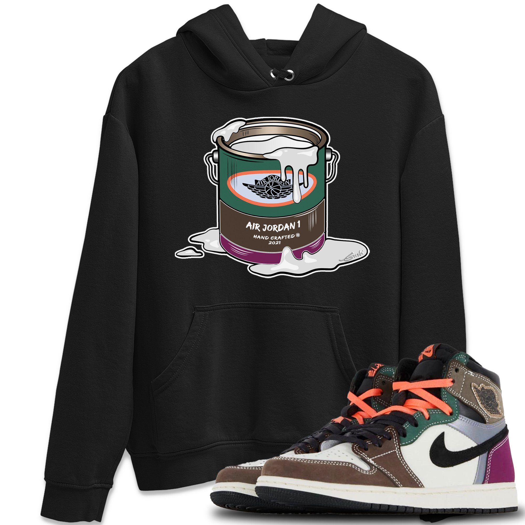 Jordan 1 Hand Crafted Sneaker Matching T-Shirt Bucket Sneaker Tees Jordan 1 Hand Crafted Sneaker Release Tees Crew Neck Tees