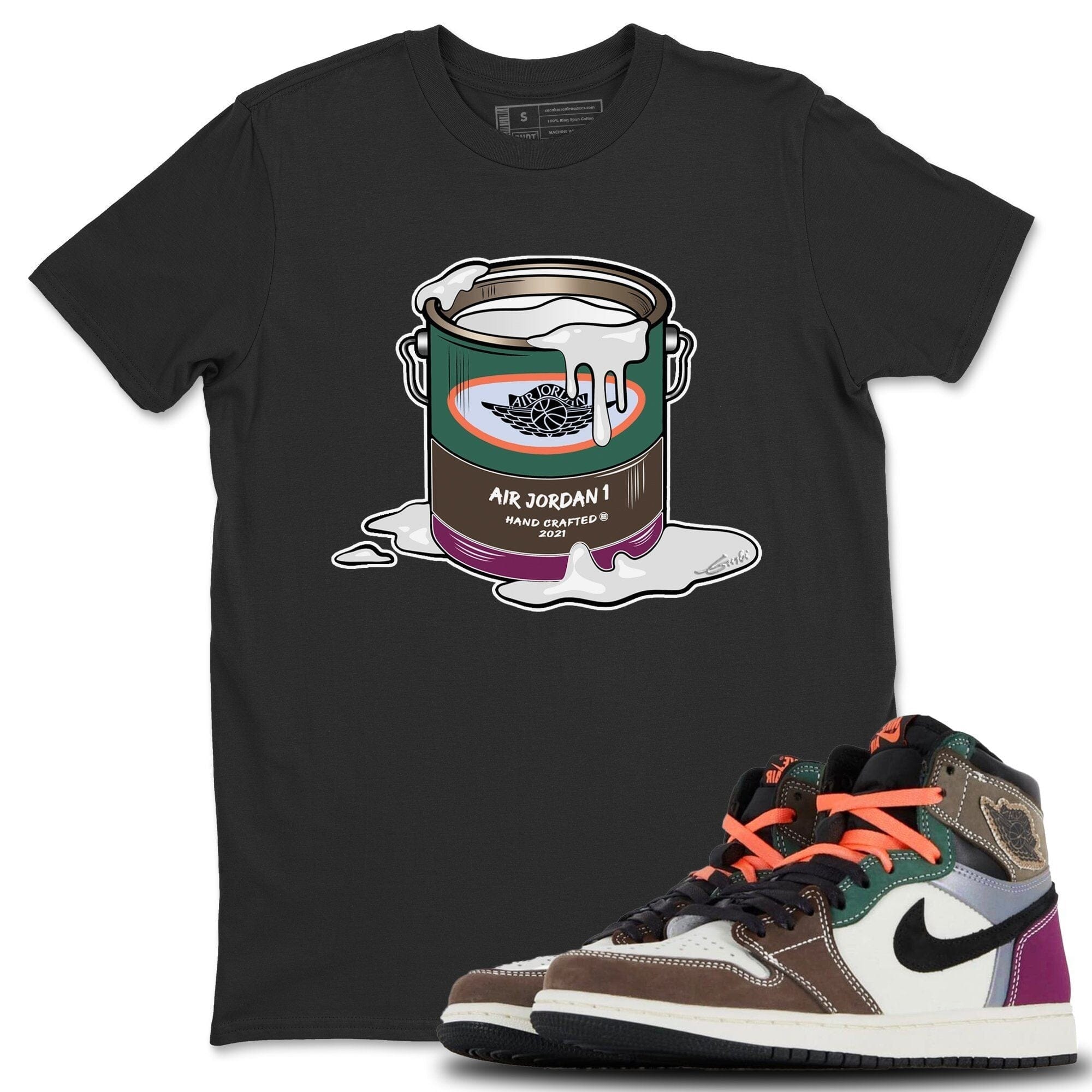 Jordan 1 Hand Crafted Sneaker Matching T-Shirt Bucket Sneaker Tees Jordan 1 Hand Crafted Sneaker Release Tees Crew Neck Tees
