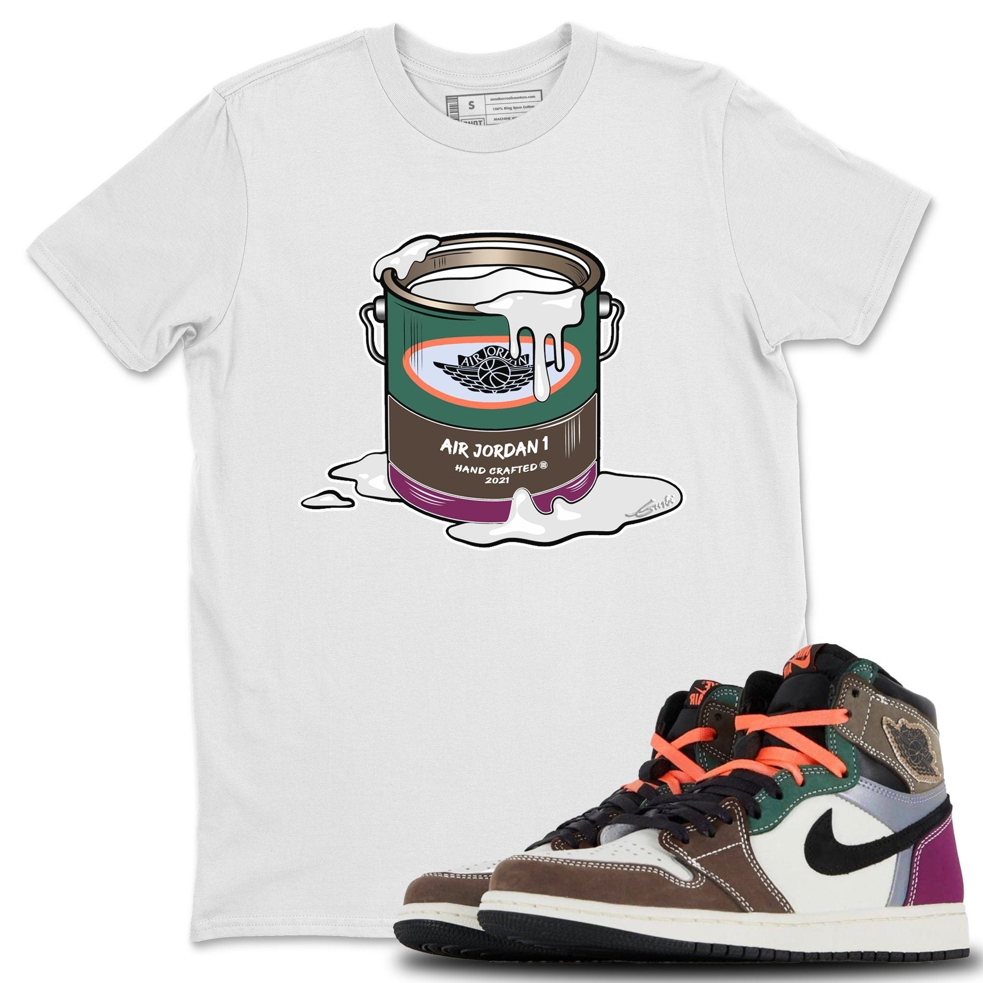 Jordan 1 Hand Crafted Sneaker Matching T-Shirt Bucket Sneaker Tees Jordan 1 Hand Crafted Sneaker Release Tees Crew Neck Tees