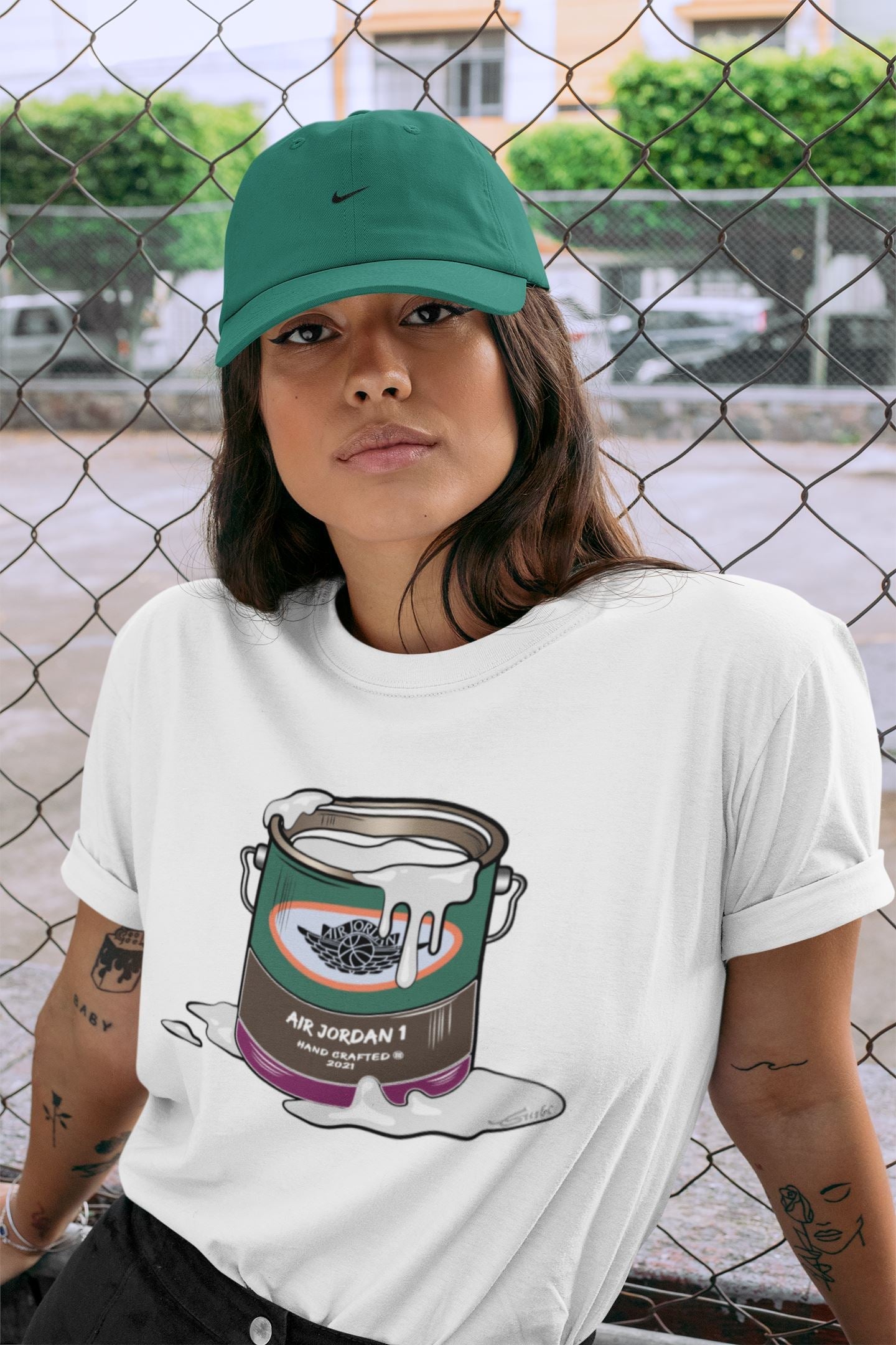 Jordan 1 Hand Crafted Sneaker Matching T-Shirt Bucket Sneaker Tees Jordan 1 Hand Crafted Sneaker Release Tees Crew Neck Tees