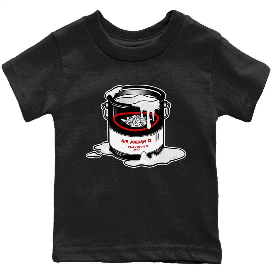 Jordan 12 Playoffs Sneaker Matching T-Shirt Bucket Sneaker Tees Jordan 12 Playoffs Sneaker Release Tees Kids Shirts