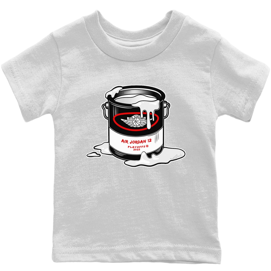 Jordan 12 Playoffs Sneaker Matching T-Shirt Bucket Sneaker Tees Jordan 12 Playoffs Sneaker Release Tees Kids Shirts