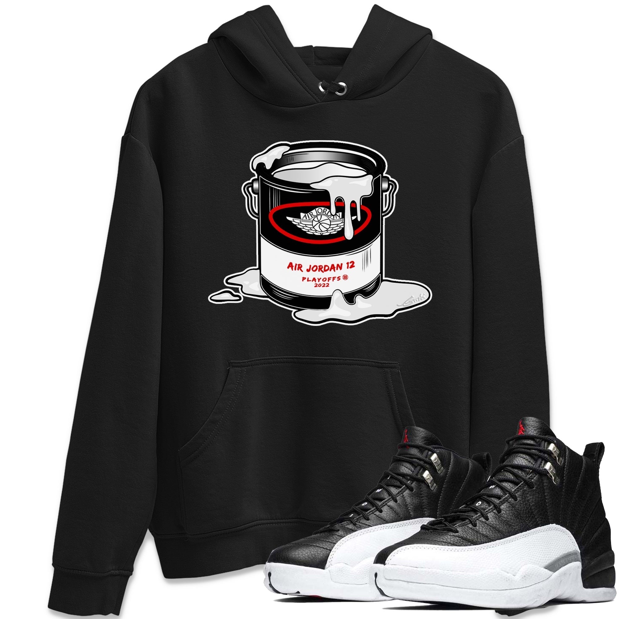 Jordan 12 Playoffs Sneaker Matching T-Shirt Bucket Sneaker Tees Jordan 12 Playoffs Sneaker Release Tees Crew Neck Tees