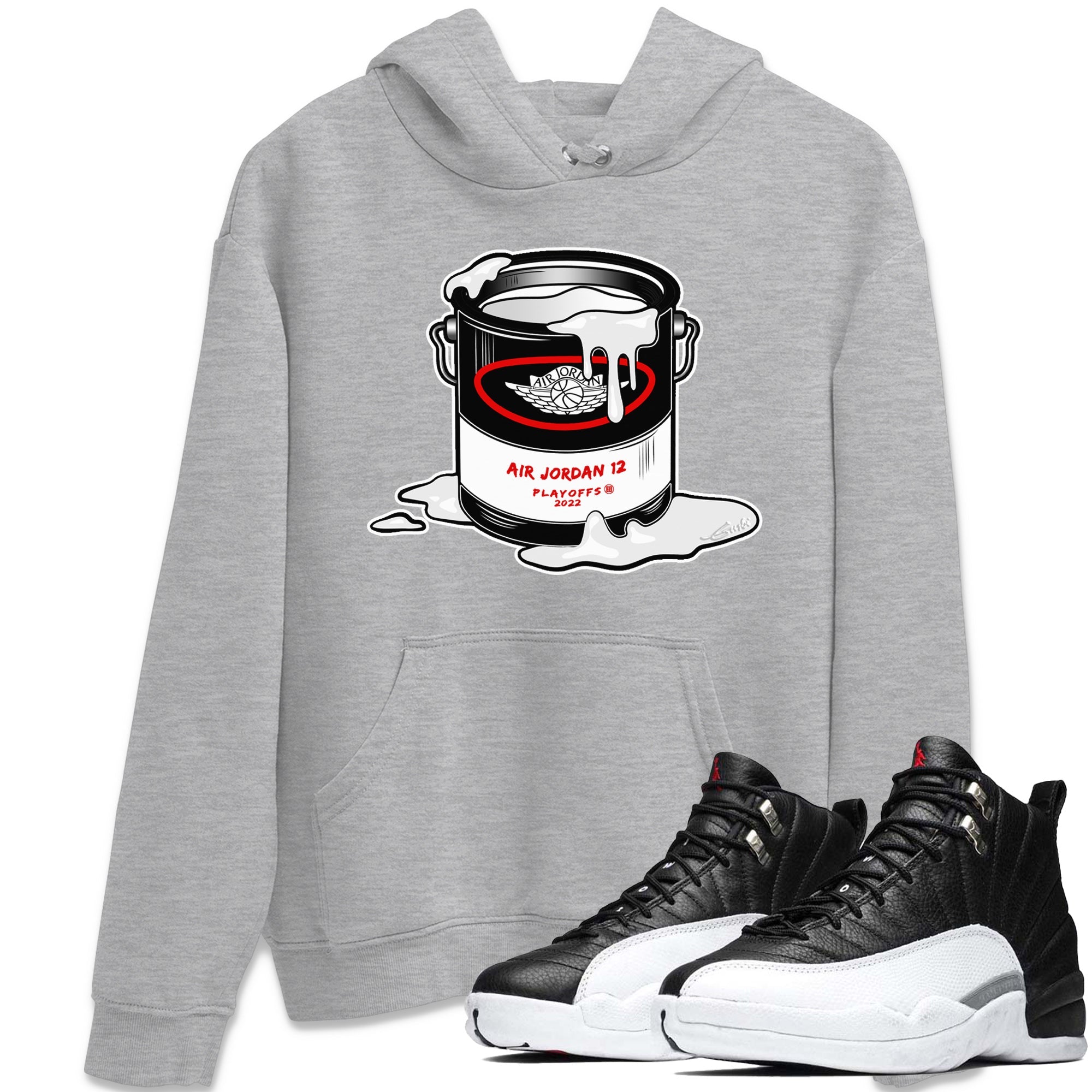 Jordan 12 Playoffs Sneaker Matching T-Shirt Bucket Sneaker Tees Jordan 12 Playoffs Sneaker Release Tees Crew Neck Tees