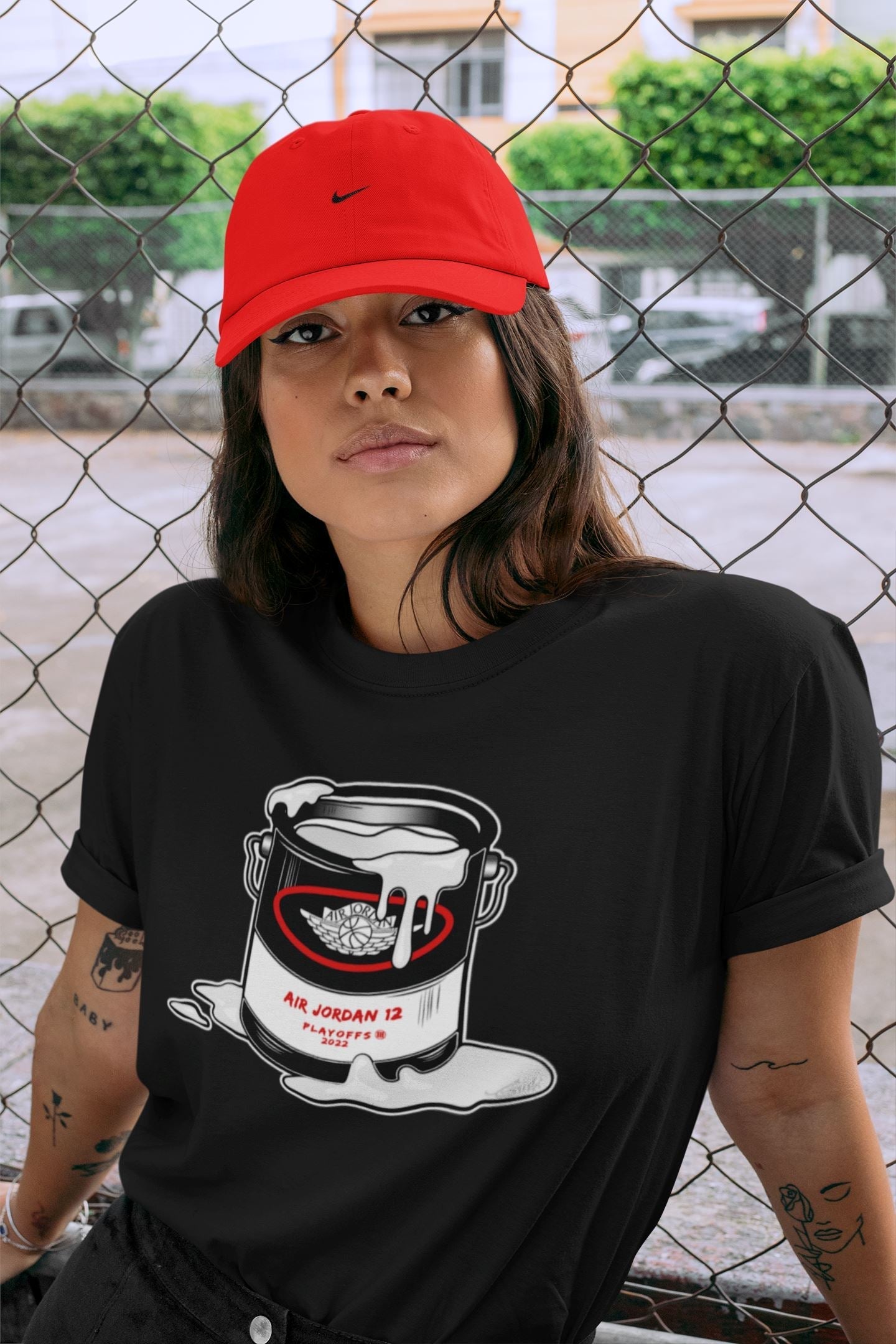 Jordan 12 Playoffs Sneaker Matching T-Shirt Bucket Sneaker Tees Jordan 12 Playoffs Sneaker Release Tees Crew Neck Tees