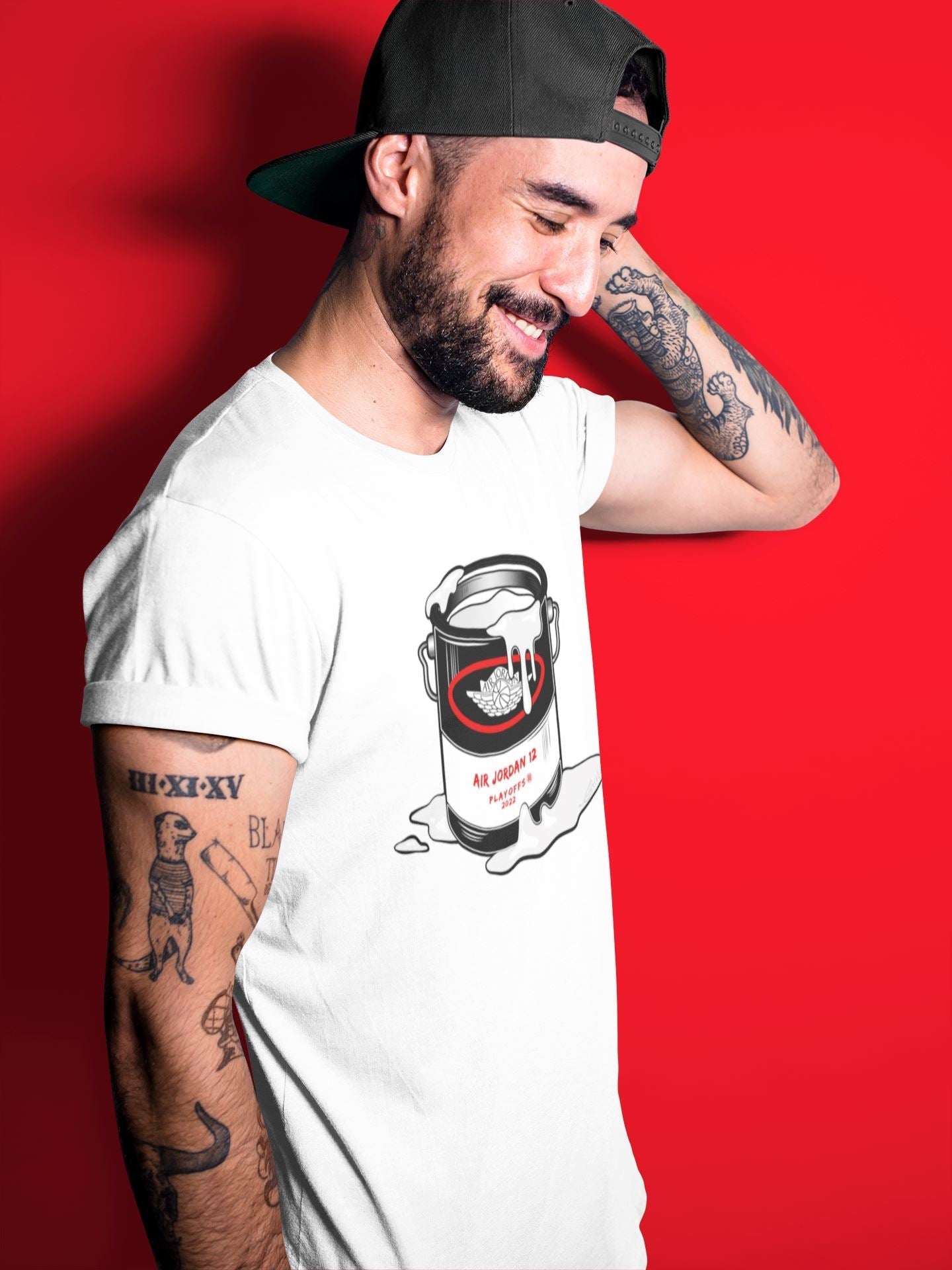 Jordan 12 Playoffs Sneaker Matching T-Shirt Bucket Sneaker Tees Jordan 12 Playoffs Sneaker Release Tees Crew Neck Tees