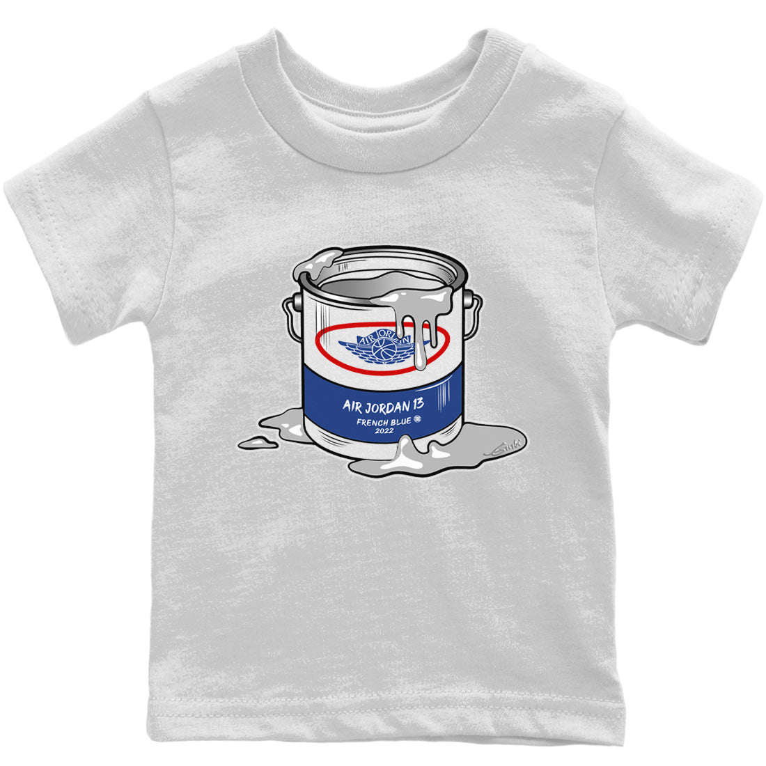 Jordan 13 French Blue Sneaker Matching T-Shirt Bucket Sneaker Tees Jordan 13 French Blue Sneaker Release Tees Kids Shirts