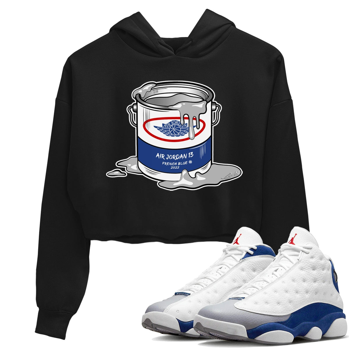 Jordan 13 French Blue Sneaker Matching T-Shirt Bucket Sneaker Tees Jordan 13 French Blue Sneaker Release Tees Women's Shirts