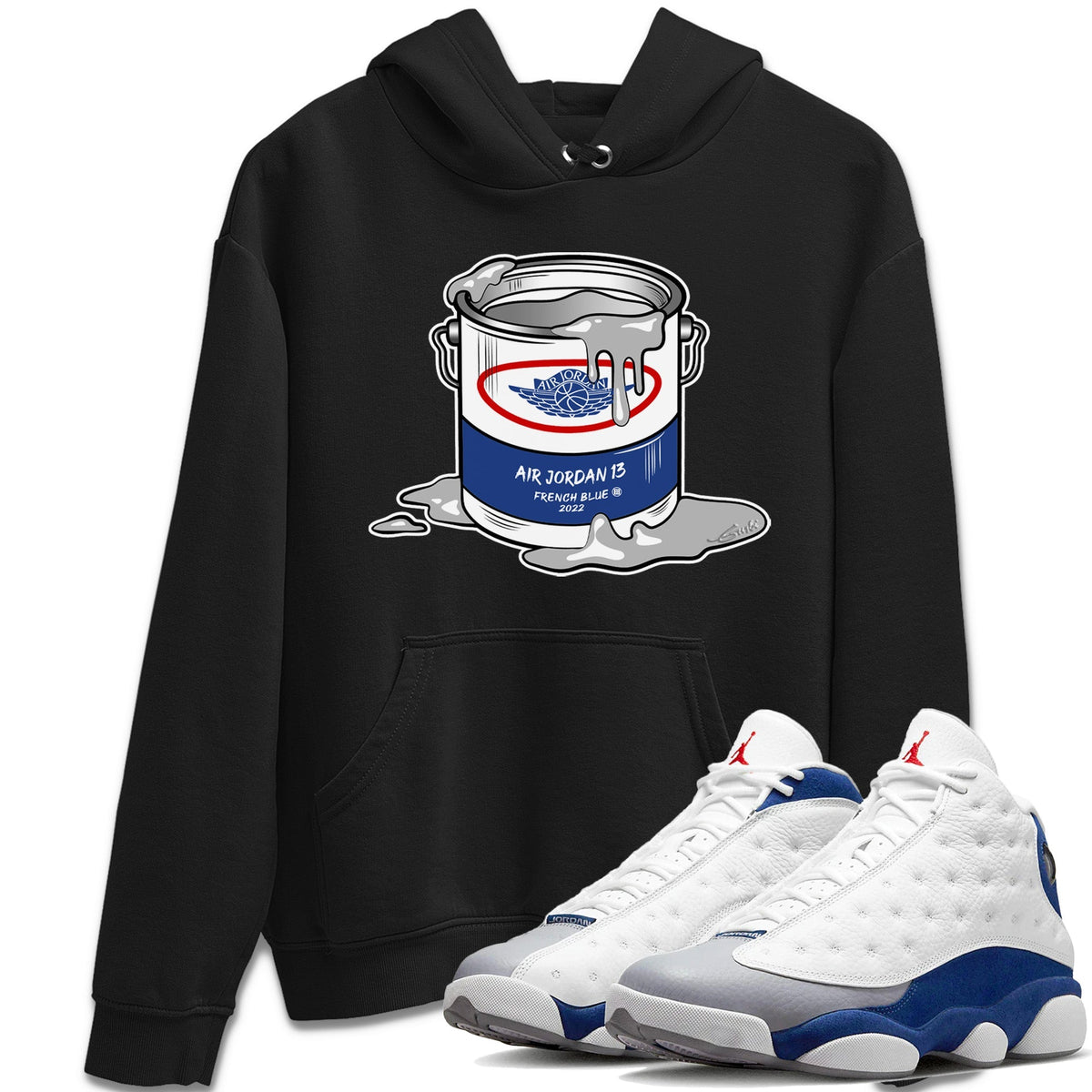 Jordan 13 French Blue Sneaker Matching T-Shirt Bucket Sneaker Tees Jordan 13 French Blue Sneaker Release Tees Crew Neck Tees
