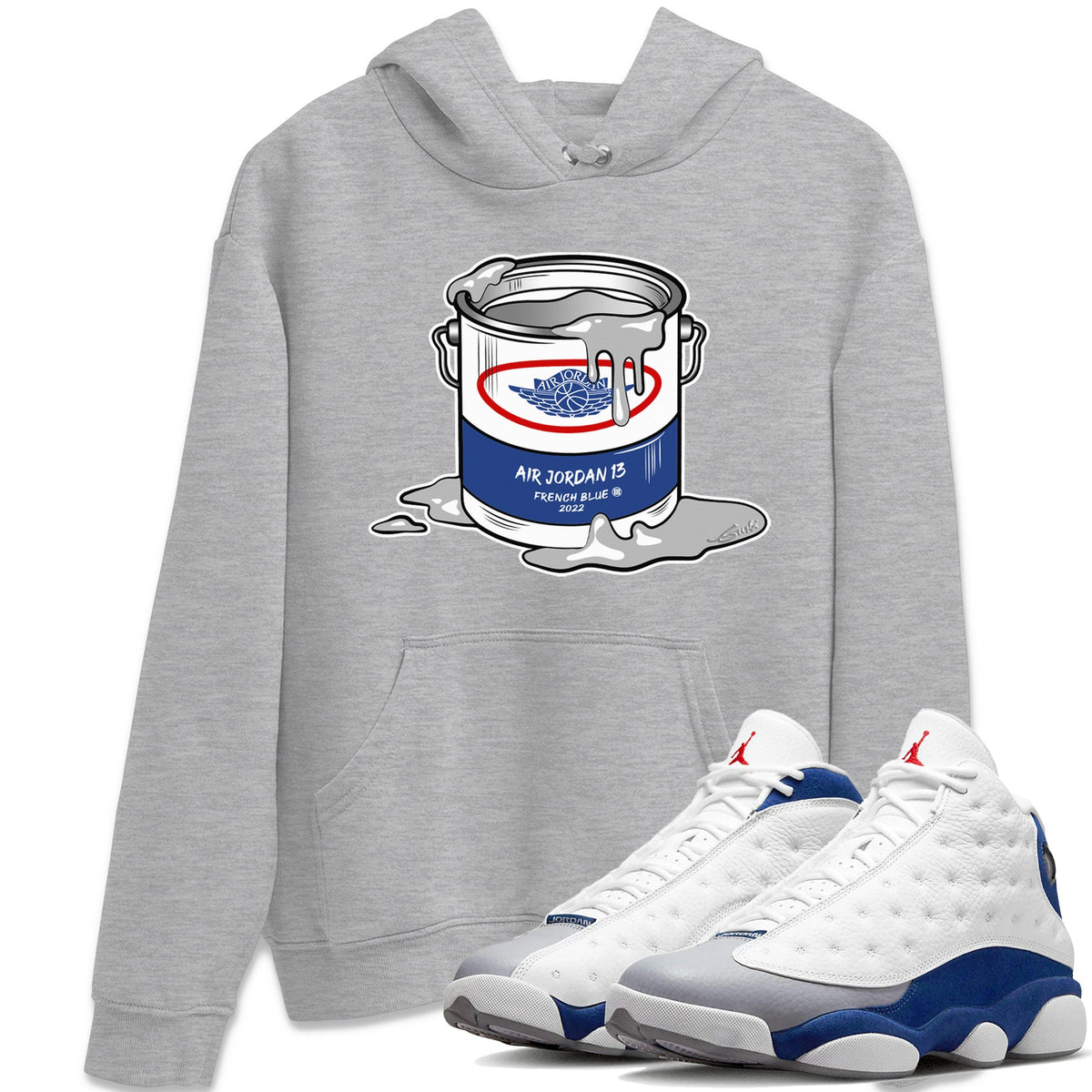 Jordan 13 French Blue Sneaker Matching T-Shirt Bucket Sneaker Tees Jordan 13 French Blue Sneaker Release Tees Crew Neck Tees
