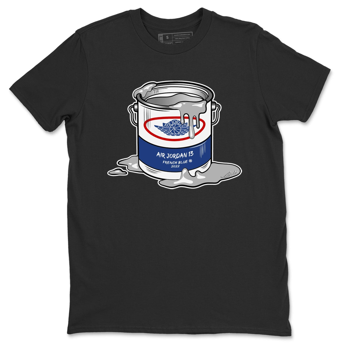 Jordan 13 French Blue Sneaker Matching T-Shirt Bucket Sneaker Tees Jordan 13 French Blue Sneaker Release Tees Crew Neck Tees