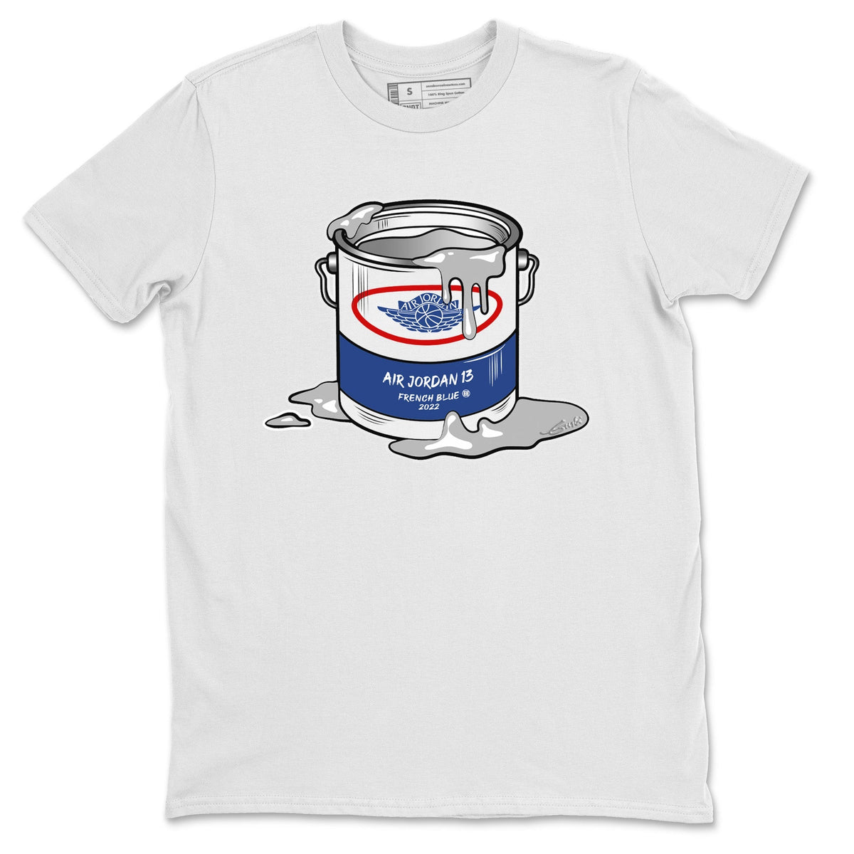 Jordan 13 French Blue Sneaker Matching T-Shirt Bucket Sneaker Tees Jordan 13 French Blue Sneaker Release Tees Crew Neck Tees