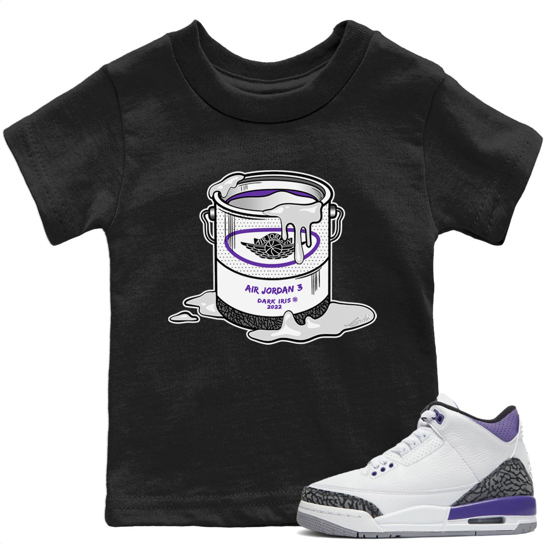 Jordan 3 Dark Iris Sneaker Matching T-Shirt Bucket Sneaker Tees Jordan 3 Dark Iris Sneaker Release Tees Kids Shirts