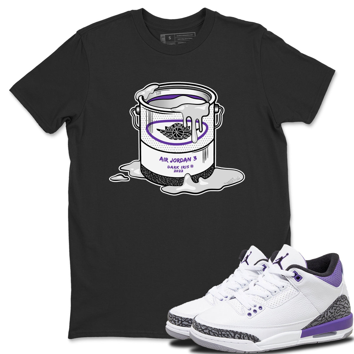 Jordan 3 Dark Iris Sneaker Matching T-Shirt Bucket Sneaker Tees Jordan 3 Dark Iris Sneaker Release Tees Crew Neck Tees