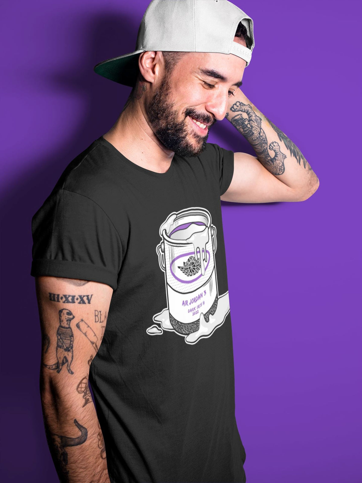 Jordan 3 Dark Iris Sneaker Matching T-Shirt Bucket Sneaker Tees Jordan 3 Dark Iris Sneaker Release Tees Crew Neck Tees