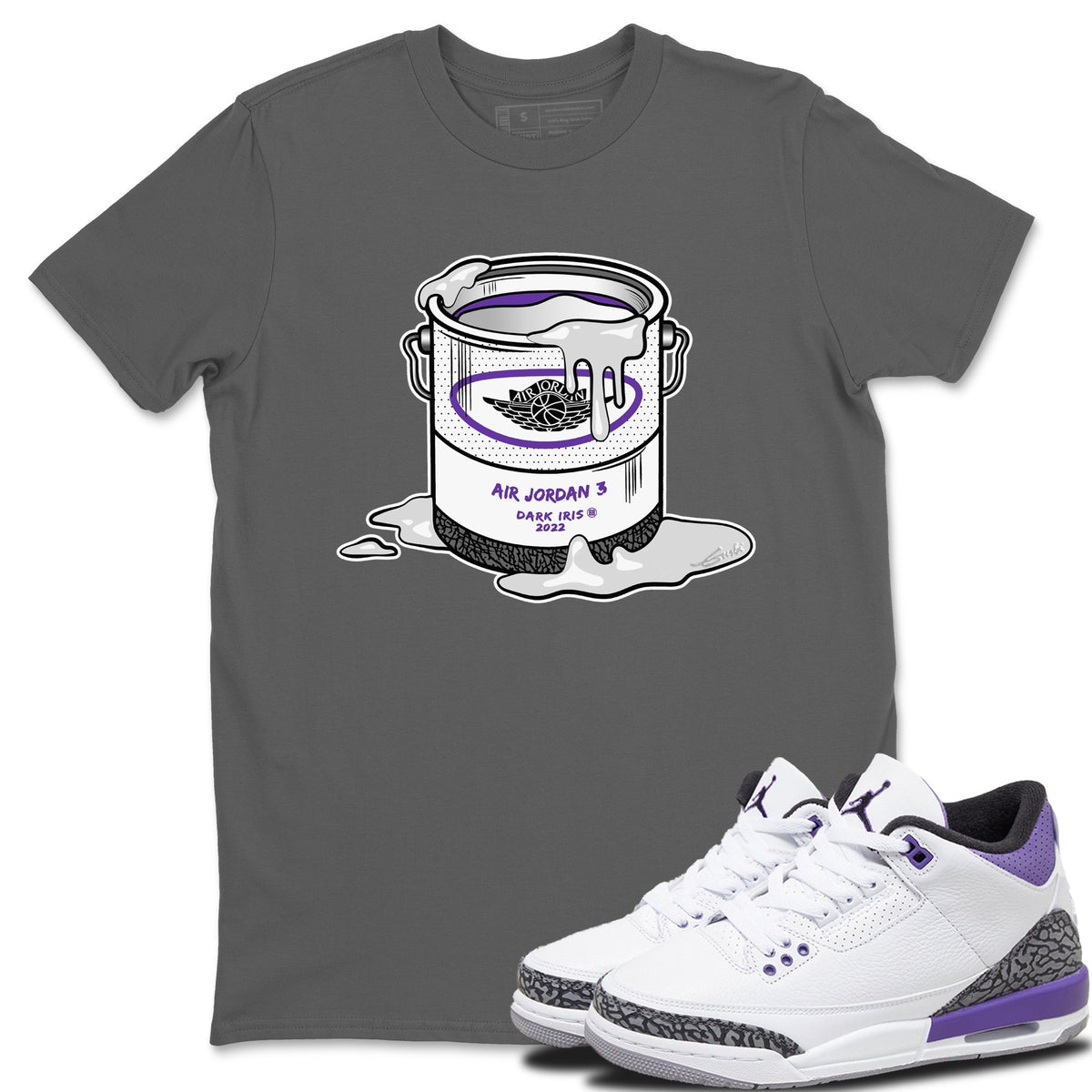 Jordan 3 Dark Iris Sneaker Matching T-Shirt Bucket Sneaker Tees Jordan 3 Dark Iris Sneaker Release Tees Crew Neck Tees