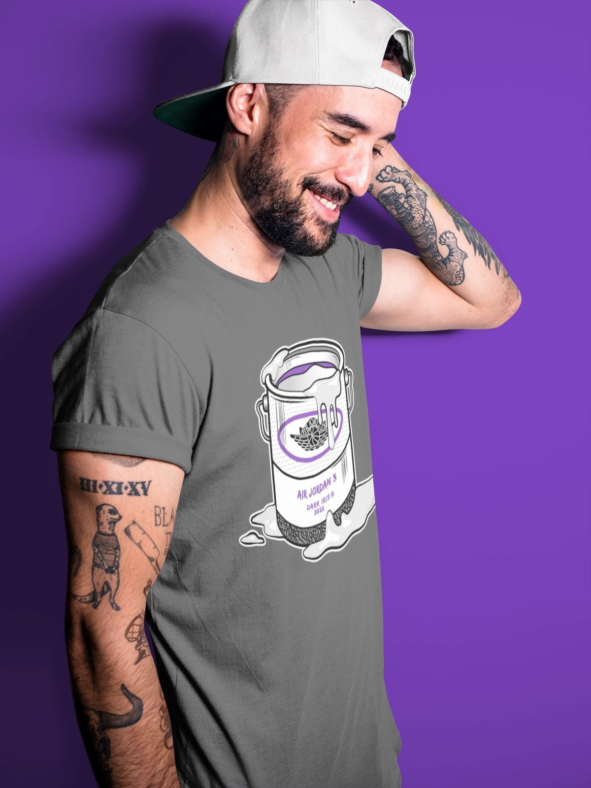 Jordan 3 Dark Iris Sneaker Matching T-Shirt Bucket Sneaker Tees Jordan 3 Dark Iris Sneaker Release Tees Crew Neck Tees
