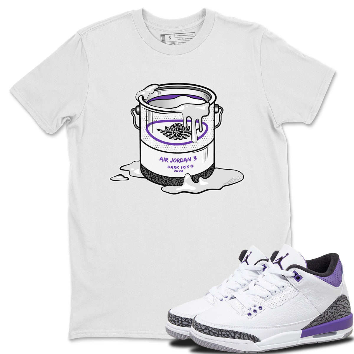 Jordan 3 Dark Iris Sneaker Matching T-Shirt Bucket Sneaker Tees Jordan 3 Dark Iris Sneaker Release Tees Crew Neck Tees