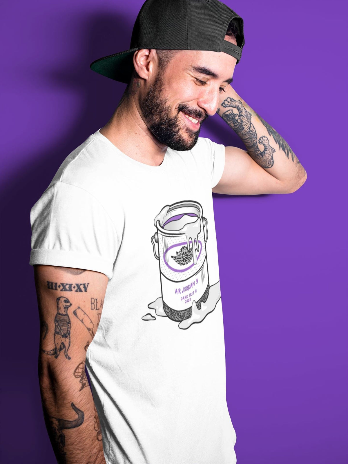 Jordan 3 Dark Iris Sneaker Matching T-Shirt Bucket Sneaker Tees Jordan 3 Dark Iris Sneaker Release Tees Crew Neck Tees