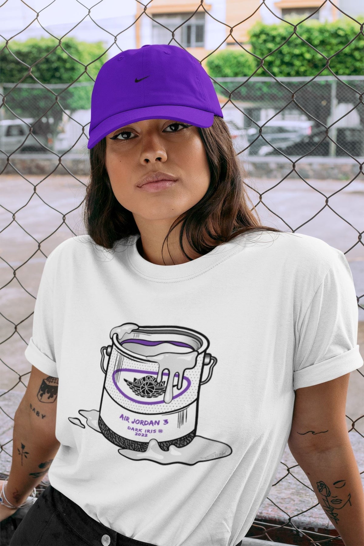 Jordan 3 Dark Iris Sneaker Matching T-Shirt Bucket Sneaker Tees Jordan 3 Dark Iris Sneaker Release Tees Crew Neck Tees