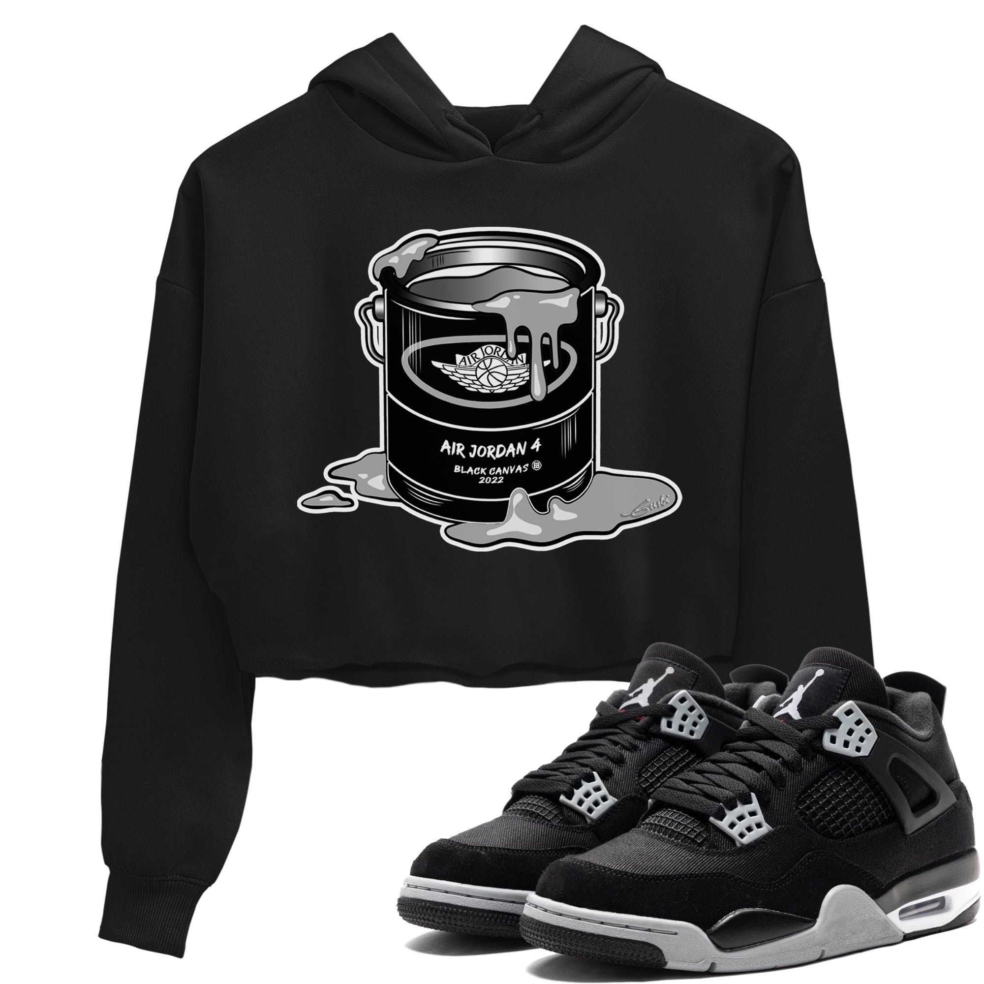 Jordan 4 Black Canvas Sneaker Matching T-Shirt Bucket Sneaker Tees Jordan 4 Black Canvas Sneaker Release Tees Women's Shirts