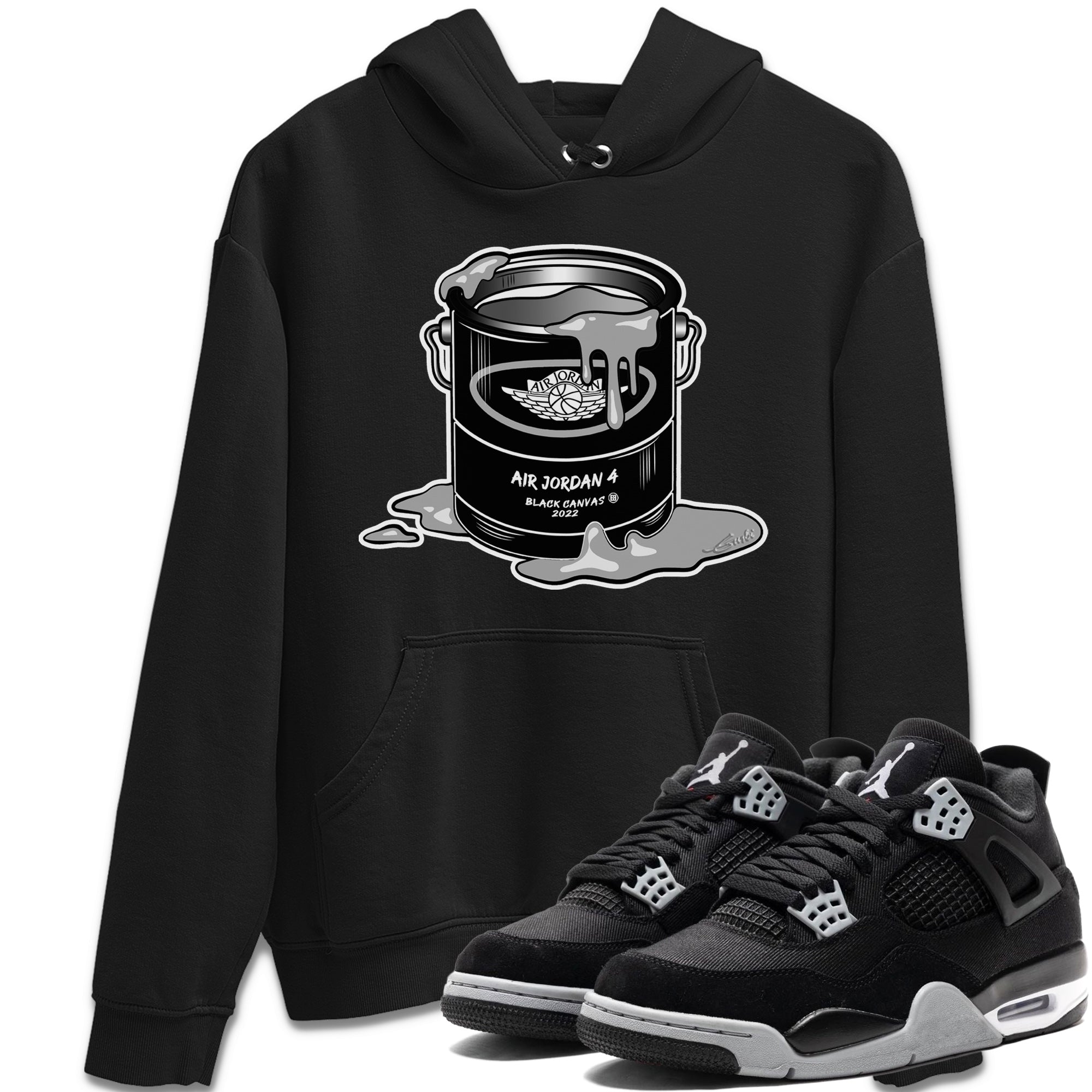 Jordan 4 Black Canvas Sneaker Matching T-Shirt Bucket Sneaker Tees Jordan 4 Black Canvas Sneaker Release Tees Crew Neck Tees