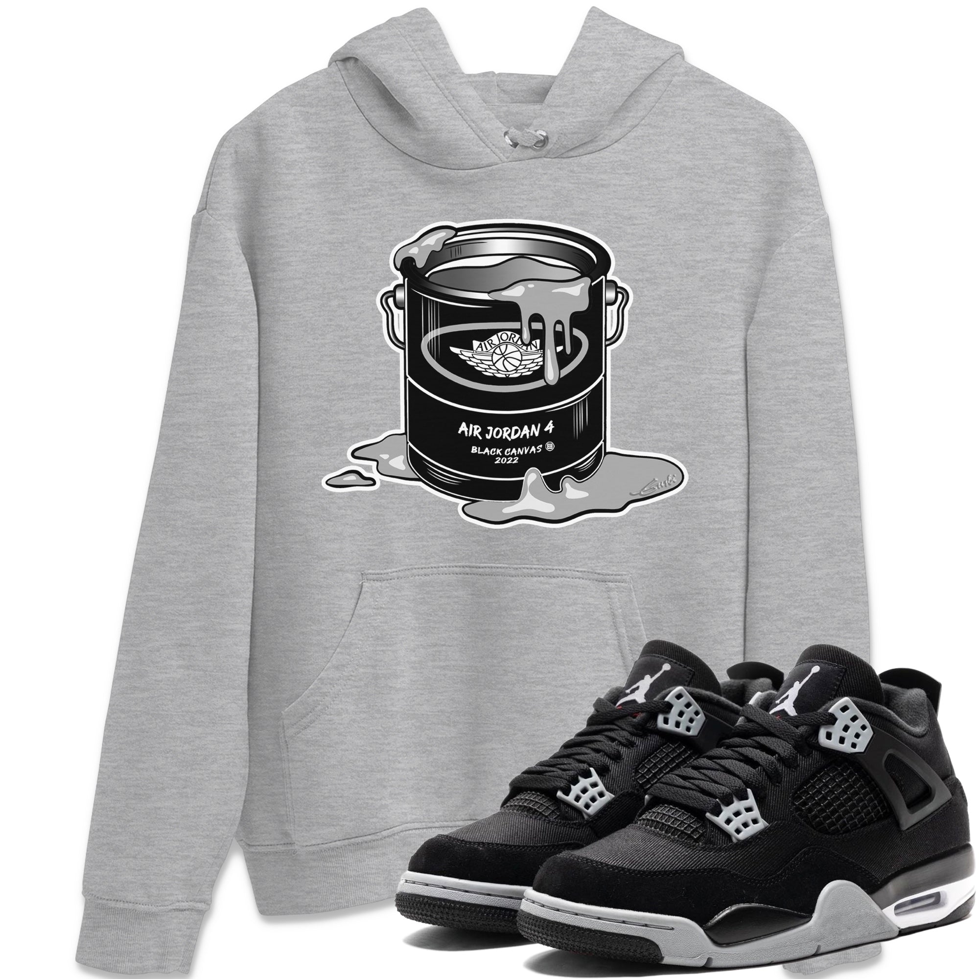 Jordan 4 Black Canvas Sneaker Matching T-Shirt Bucket Sneaker Tees Jordan 4 Black Canvas Sneaker Release Tees Crew Neck Tees