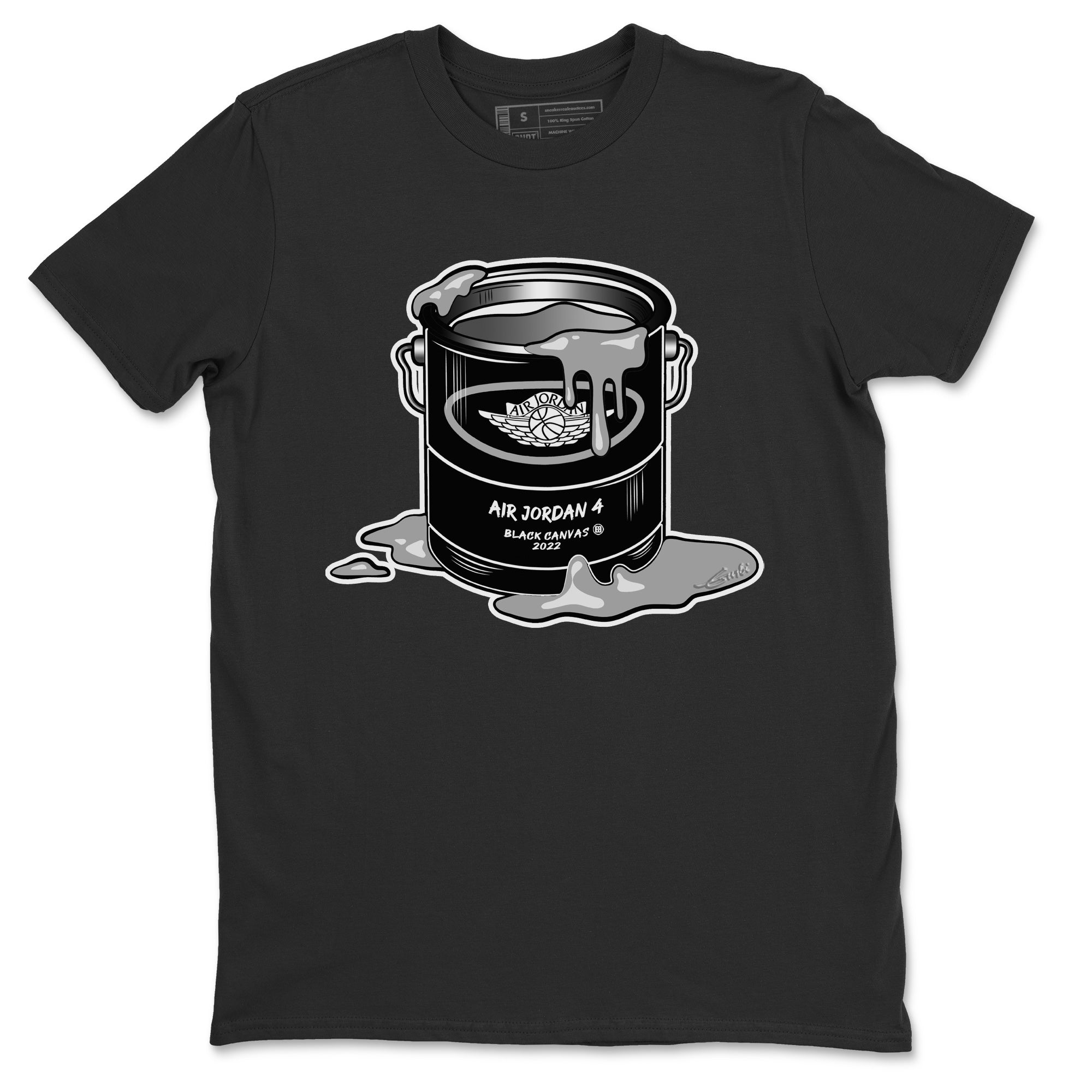 Jordan 4 Black Canvas Sneaker Matching T-Shirt Bucket Sneaker Tees Jordan 4 Black Canvas Sneaker Release Tees Crew Neck Tees