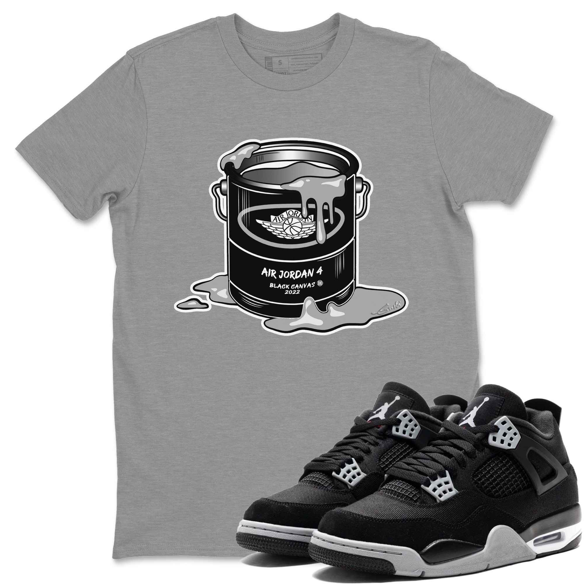 Jordan 4 Black Canvas Sneaker Matching T-Shirt Bucket Sneaker Tees Jordan 4 Black Canvas Sneaker Release Tees Crew Neck Tees