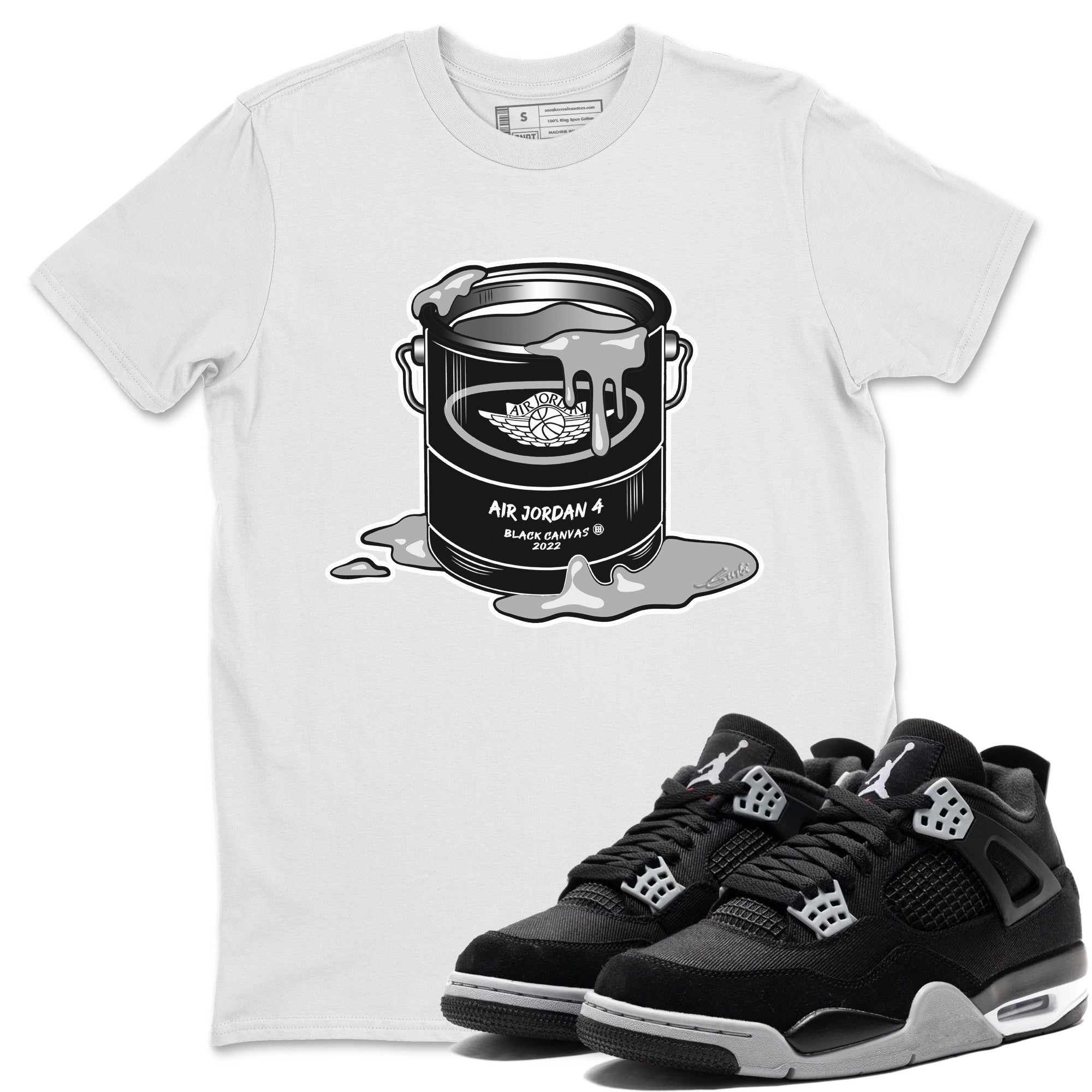 Jordan 4 Black Canvas Sneaker Matching T-Shirt Bucket Sneaker Tees Jordan 4 Black Canvas Sneaker Release Tees Crew Neck Tees